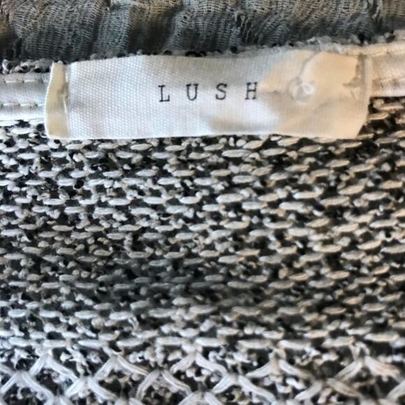 Lush Loose Knit Sweater Ivory High Low Long Sleeve Womens Sheer Hemline - Picture 7 of 8